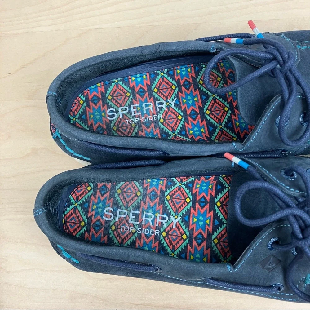 Sperry Top-Sider Men’s Size 10.0 Classic 2-Eye Boat Shoes Navy Blue Leather